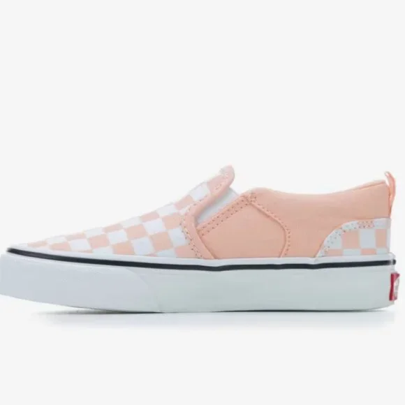 NWB, KIDS' Vans Little Girl Size 2, Asher Slip-On Skate Shoes, Powder Pink - Picture 3 of 7